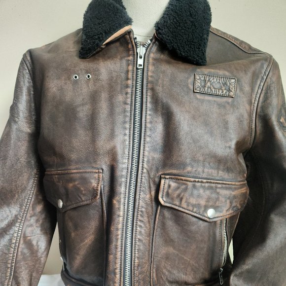 SCULLY Brown LEATHER BOMBER JACKET Mens SIZE MEDIUM NEW - Picture 1 of 6